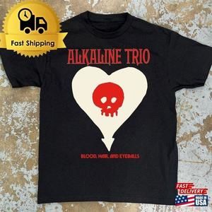 Alkaline Trio Heart Skull T-Shirt Blood Hair And Eyeballs Tour  Shirt